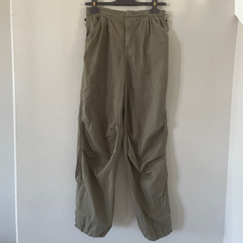 Bershka low rise cargo parachute pants